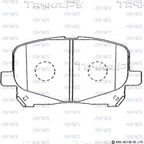 Тормозные колодки Advics передние для Toyota Estima II 2000-2006. Артикул SN877