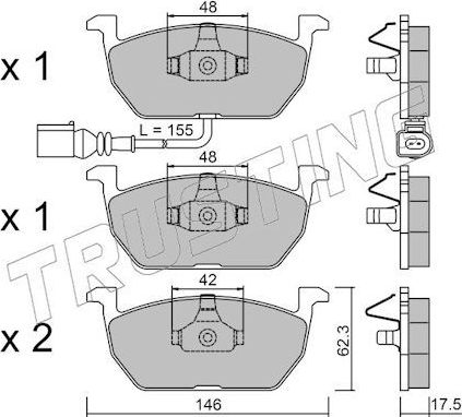 Тормозные колодки Trusting для SEAT Leon III 2012-2026. Артикул 1052.0