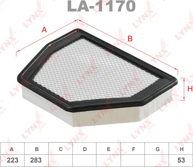 Воздушный фильтр LYNXauto. Артикул LA-1170