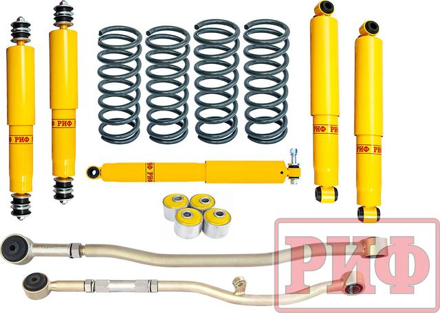 Лифт-комплект РИФ средний для Nissan Patrol Y61 (левый руль) 1997-2026, лифт 50 мм, нагрузка передних пружин +50 кг, задних рессор  до +0-200 кг. Артикул RIF-Y61-B-L