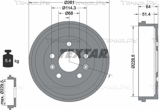 Тормозной барабан Textar для Nissan Juke II 2019-2026. Артикул 94045500