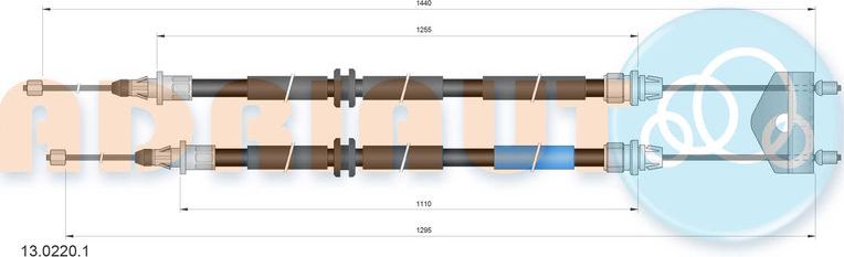 Трос ручника (тросик ручного тормоза) Adriauto. Артикул 13.0220.1