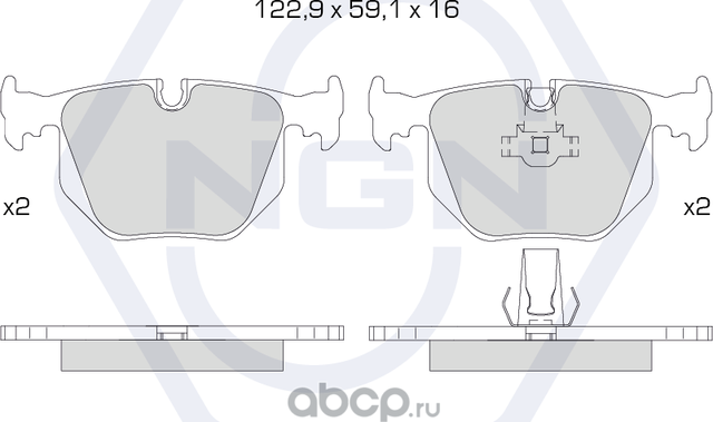 Колодки тормозные керамические, задние (NGN). Артикул 3501590