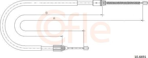 Трос ручника (тросик ручного тормоза) Cofle задний правый/левый для Renault Megane I 1996-2003. Артикул 10.6691