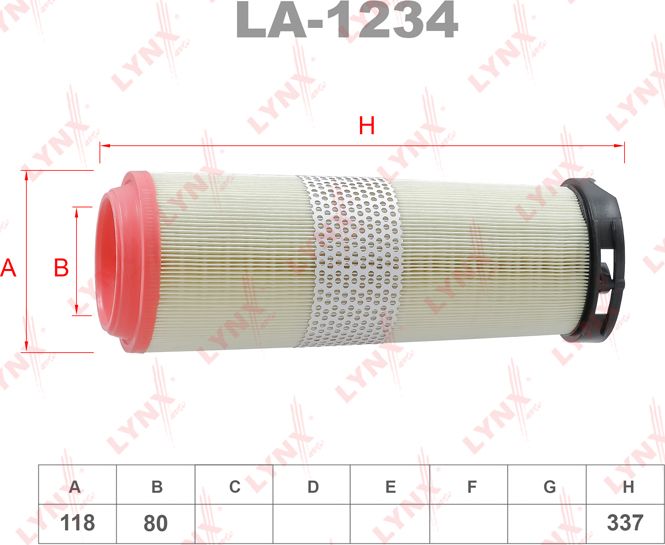 Воздушный фильтр LYNXauto. Артикул LA-1234