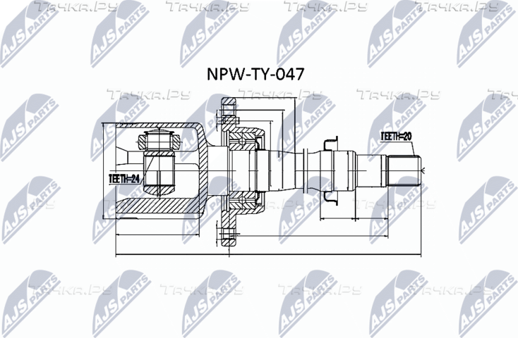 Шрус внутренний (граната) NTY передний правый для Toyota Avensis I 2000-2003. Артикул NPW-TY-047