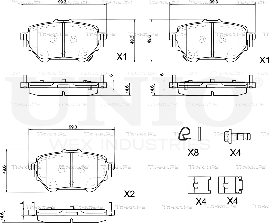 Колодки тормозные дисковые, комплект (Unio). Артикул BRP-20192