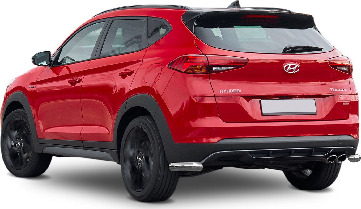 Защита Rival заднего бампера d42 уголки для Hyundai Tucson III рестайлинг (кроме High-Tech Plus и N-Line) 2018-2026. Артикул R.2311.010