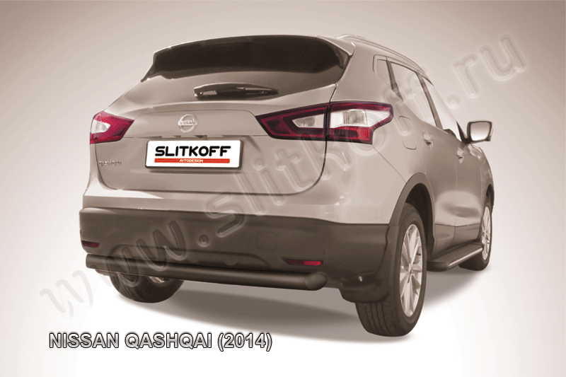 Защита Slitkoff заднего бампера d76 ЧЕРНАЯ матовая для Nissan Qashqai II 2014-2026. Артикул NIQ14-007B