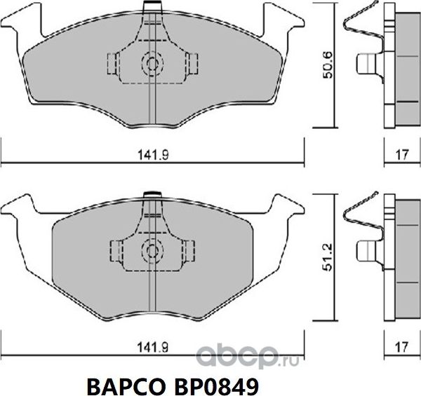 Колодки тормозные дисковые BP0849 передние, комплект, (Bapco) Bapco. Артикул BP0849