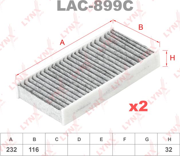 Салонный фильтр LYNXauto для MINI Hatch III (F55/F56) 2013-2026. Артикул LAC-899C