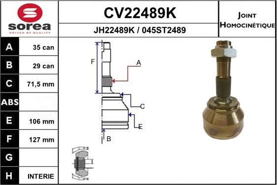 Шрус внутренний (граната) EAI. Артикул CV22489K