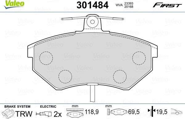 Тормозные колодки Valeo First. Артикул 301484