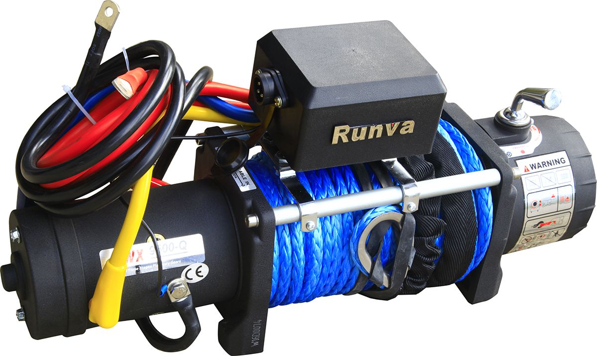 Лебёдка электрическая 12V Runva 9500 lbs 4350 кг (синтетический трос) Спорт. Артикул 9500-Q EVOSR
