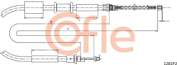 Трос ручника (тросик ручного тормоза) Cofle. Артикул 92.1281P2