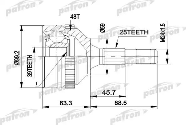 Шрус наружный (граната) Patron для Citroen Xantia I 1995-2003. Артикул PCV1281