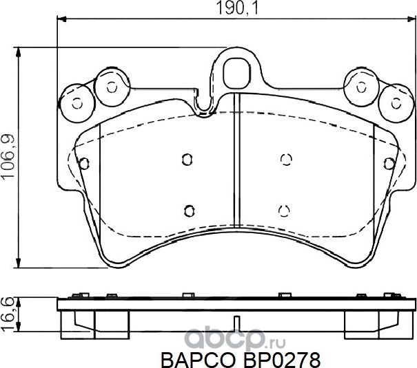 Колодки тормозные дисковые BP0278 передние, комплект, (Bapco). Артикул BP0278