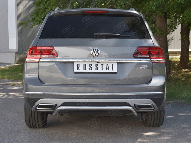 Защита РусCталь заднего бампера d42 волна для Volkswagen Teramont 2017-2026. Артикул VTMZ-002998