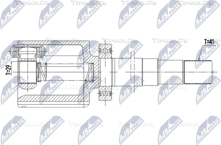 Шрус внутренний (граната) NTY передний правый для Mercedes-Benz Sprinter 907, 910 2018-2026. Артикул NPW-ME-169