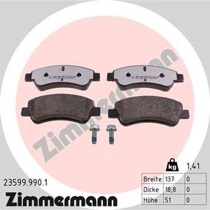 Тормозные колодки Zimmermann rd:z передние для Citroen C3 II 2009-2016. Артикул 23599.990.1
