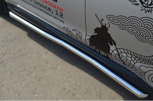 Защита порогов РусСталь труба d63 (вариант 1) для Mitsubishi ASX I рестайлинг 2012-2016. Артикул MAST-0013241