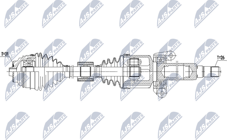 Полуось (привод в сборе, приводной вал) NTY. Артикул NPW-BM-141