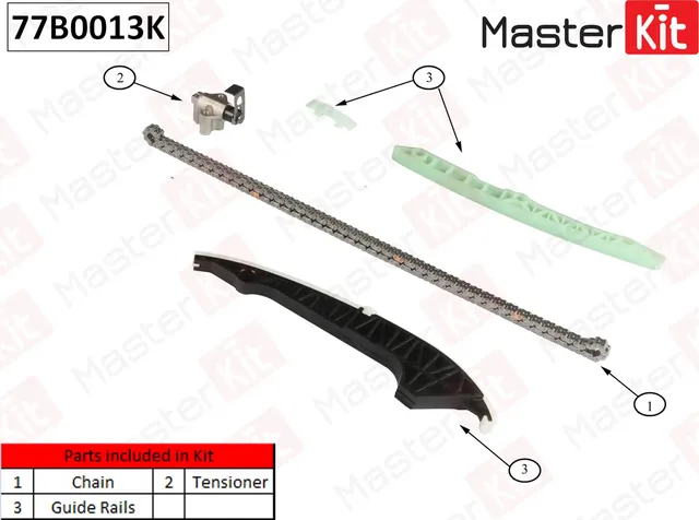 77B0013K Комплект цепи ГРМ Audi A3/A4/A5 Volkswagen PASSAT 1.8-2.0 TFSI 06-(без звездочек) (Master KIT) Master KIT. Артикул 77b0013k
