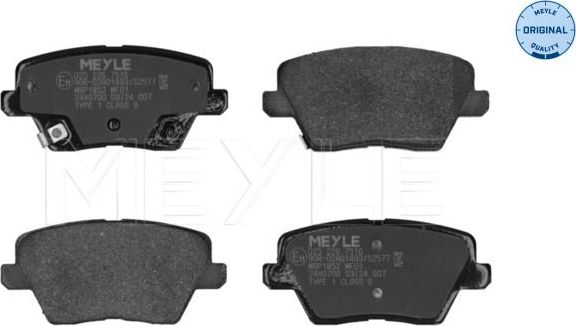 Тормозные колодки Meyle Original задние для Kia Ceed III 2018-2026. Артикул 025 226 7516