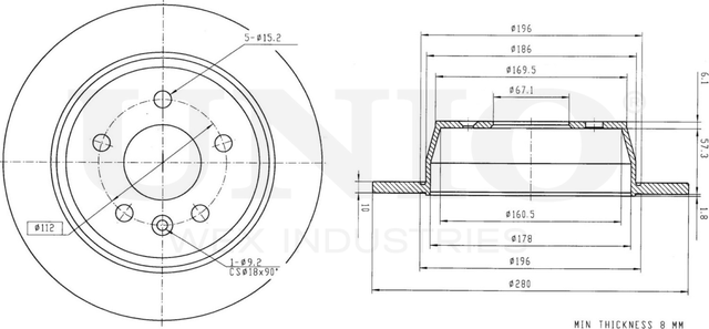 Диск тормозной (Unio). Артикул BRD-20197