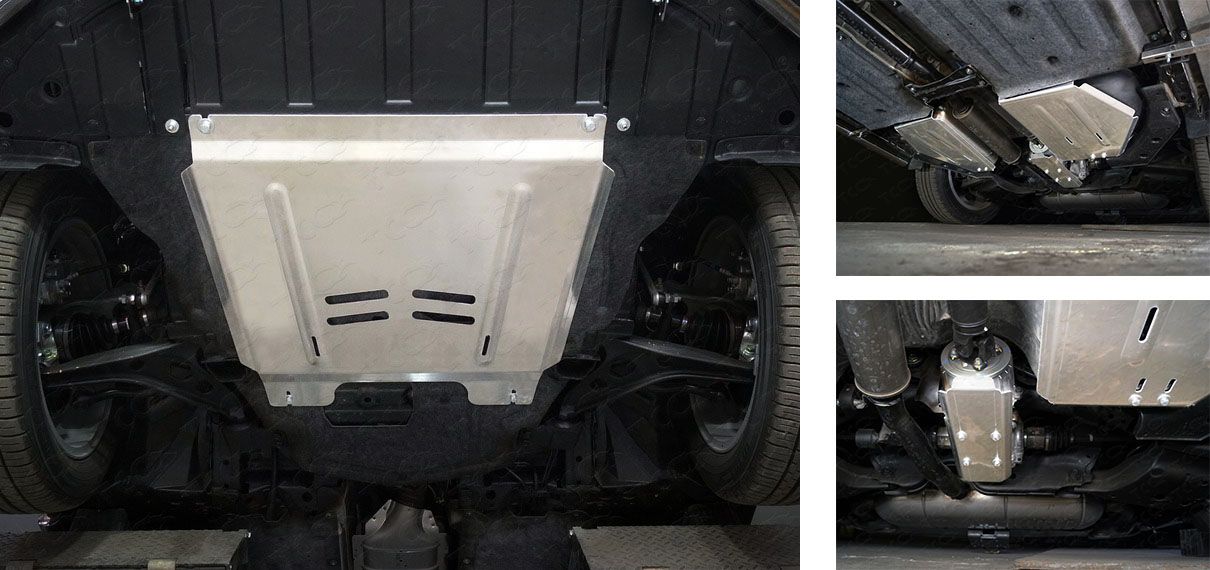 Защита алюминиевая ТСС (4 мм) для картера, КПП, дифференциала, бака Infiniti QX50 (P71A) 2018-2026. Артикул ZKTCC00369K