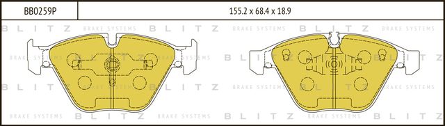 Колодки тормозные BMW 3 (E90/93) / 5 (E65/66) / 6 (E63/64) / 7 (E65/66) 04- пере (Blitz). Артикул BB0259P