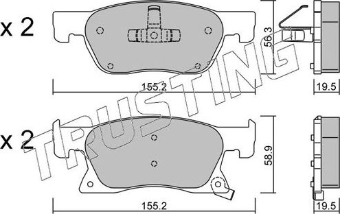 Тормозные колодки Trusting передние для Opel Astra K 2015-2026. Артикул 1114.0