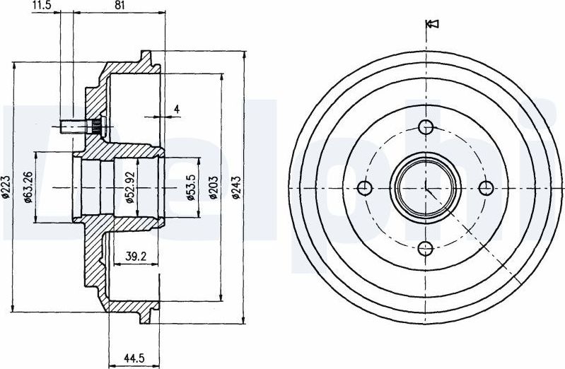 Тормозной барабан Delphi. Артикул BF487
