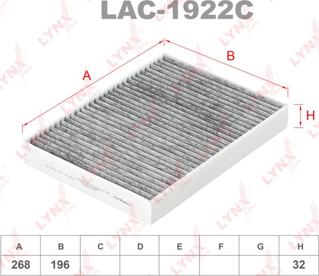 Салонный фильтр LYNXauto. Артикул LAC-1922C