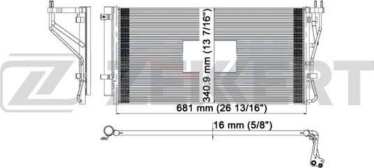 Радиатор кондиционера (конденсатор) Zekkert для Kia Carens II (UN) 2006-2012. Артикул MK-3102