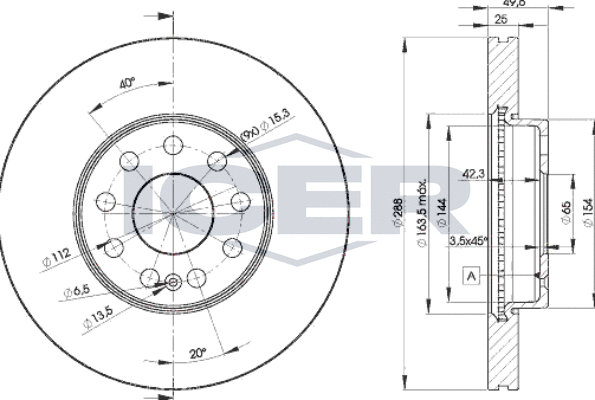 Тормозной диск Icer передний для SEAT Toledo III 2004-2009. Артикул 78BD5615-2