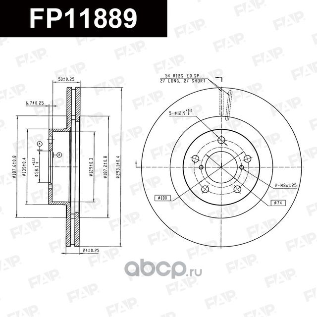 Диск тормозной передний (FAP). Артикул FP11889