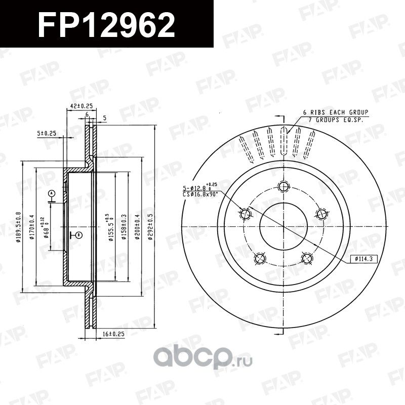Диск тормозной задний (FAP). Артикул FP12962