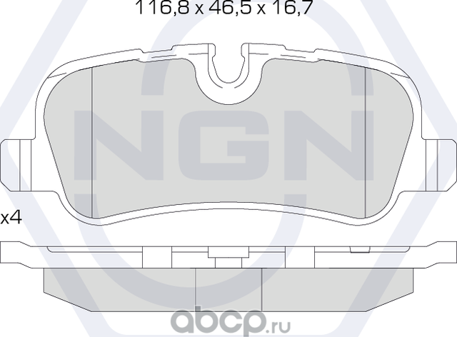 Колодки тормозные керамические, задние (NGN). Артикул 3501320