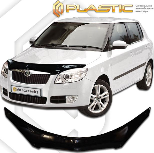Дефлектор СА Пластик для капота exclusive (Classic черный) Skoda Fabia хэтчбэк 2007-2010. Артикул 2010060102482