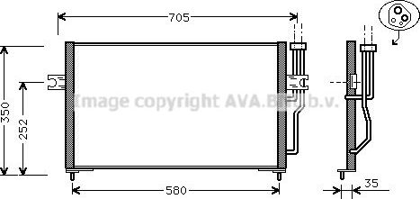 Радиатор кондиционера (конденсатор) AVA для Mitsubishi Space Star I 2001-2004. Артикул VO5086