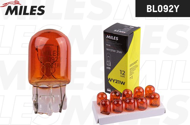Лампа WY21W 12V 21W W3x16d AMBER Miles. Артикул BL092Y