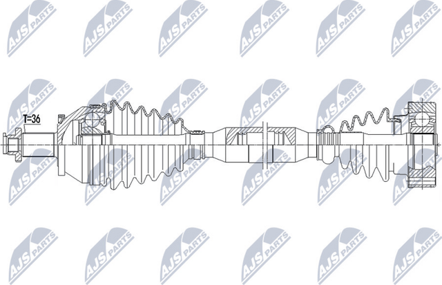 Полуось (привод в сборе, приводной вал) NTY. Артикул NPW-VW-162