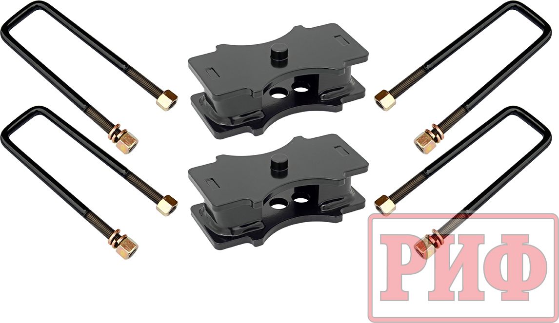 Комплект стремянок и проставок РИФ для лифта рессор на 40 мм для Isuzu D-Max 2012-2022. Артикул PRM-D13-40-985