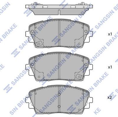 Тормозные колодки Sangsin Hi-Q передние для Kia Picanto II 2011-2017. Артикул SP1405A