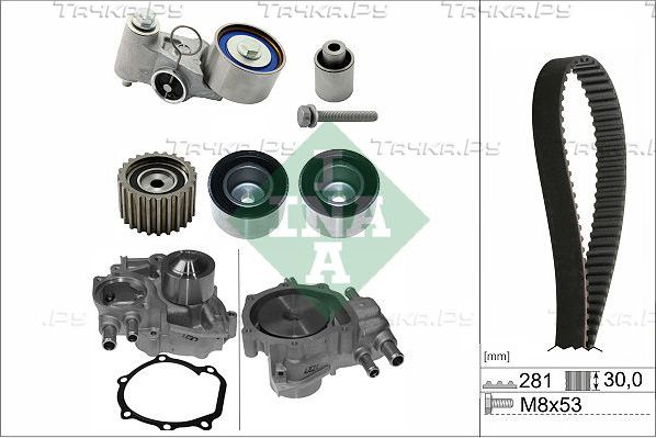 Помпа (водяной насос) с комплектом ремня ГРМ Ina для Subaru Impreza III 2008-2013. Артикул 530 0563 30