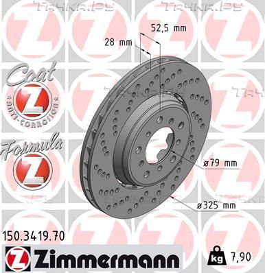 Тормозной диск Zimmermann FORMULA Z. Артикул 150.3419.70