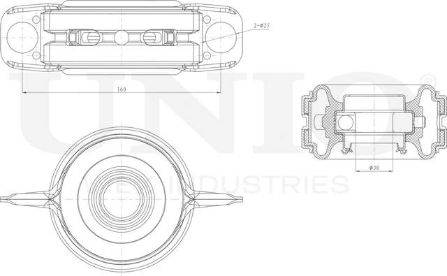 Подшипник подвесной карданного вала (Unio). Артикул RMP-15180