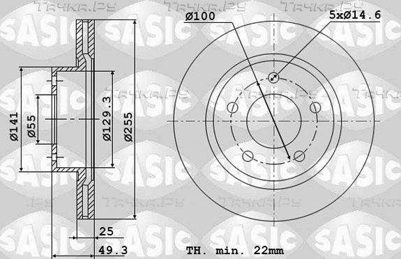 Тормозной диск Sasic передний для Toyota Celica VI (T200) 1993-1999. Артикул 6106322