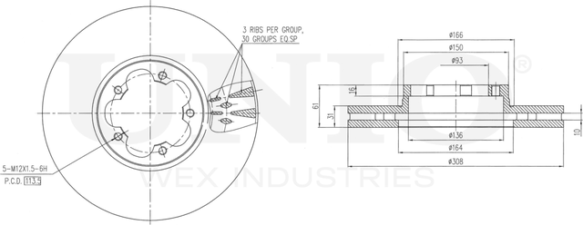 Диск тормозной (Unio). Артикул BRD-20150